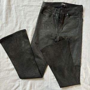 Paige Womens Lou Lou High‎ Rise Coated Black Pants Sz 27 Flare Leg Inseam 30.5